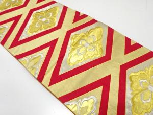 アンティーク　花菱模様織り出し袋帯（着用可）